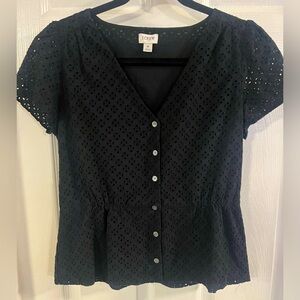 J.Crew size 6 black peplum short sleeve
